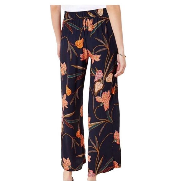 Loft Capri Fluid Pants Navy Floral Pockets Viscose - Picture 1 of 2